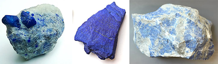 Three images of lapis lazuli