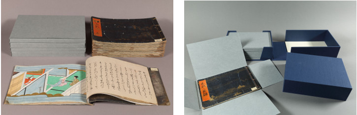 The conserved picture book open and in its new protective cover