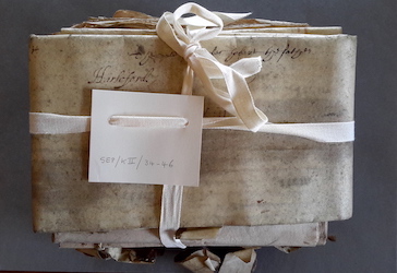 Parchment documents (OUA/SEP/K/II/34-46) A series of parchment documents tied up with a white ribbon