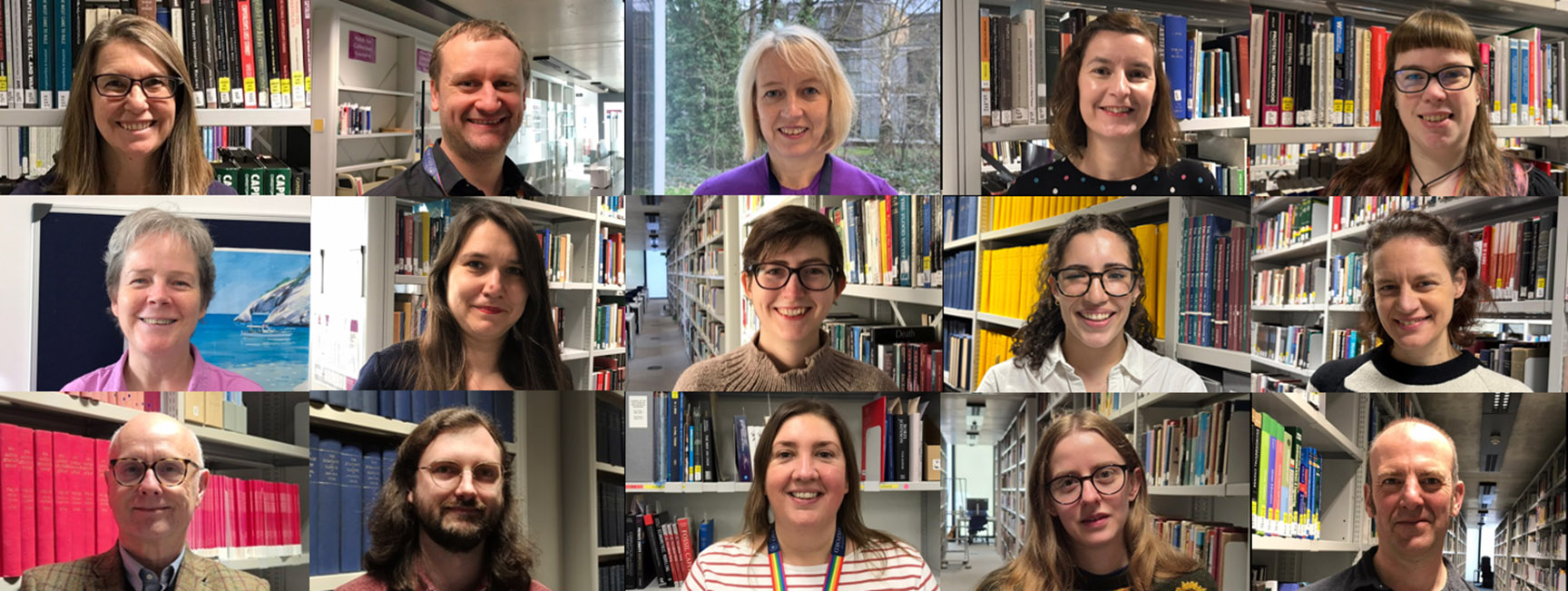 A composite image of photos of library staff at the Social Science Library