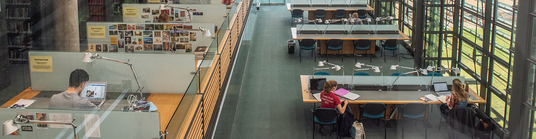 A birdseye view of the reading room at the Vere Harmsworth Library