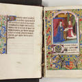 Two heavily decorated pages of a manuscript facing each other - they are loose from the binding of the manuscript