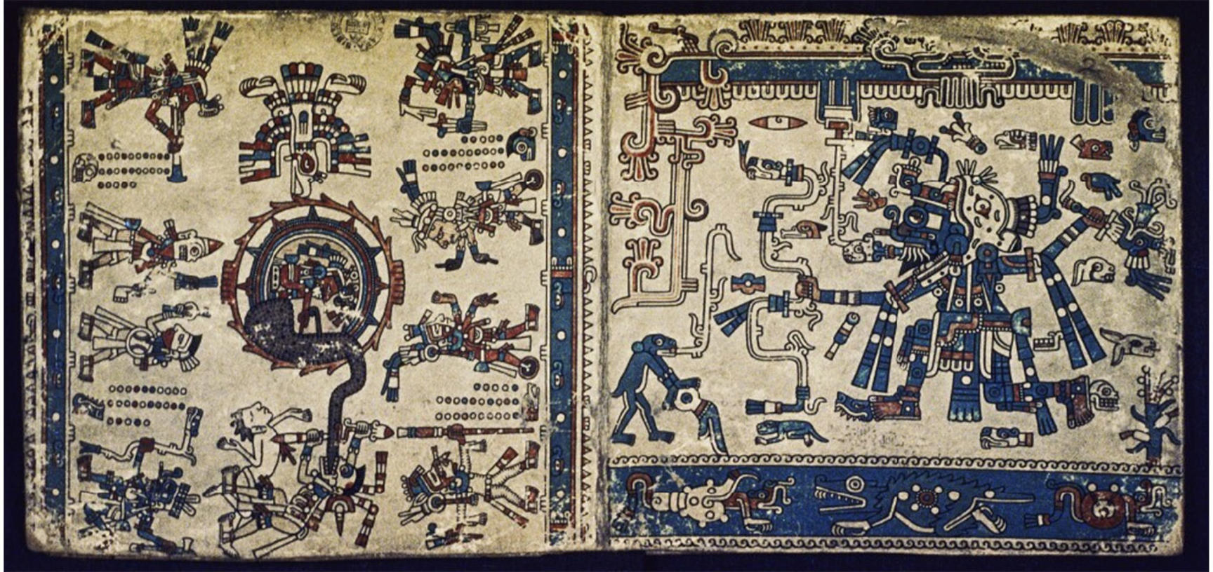 Depictions of human-forms wearing various ritual items