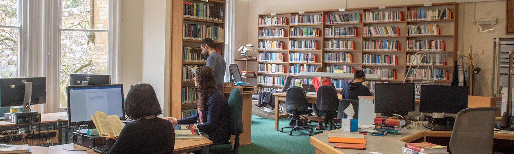 Students sitting at the desks in the Bodleian Education Library