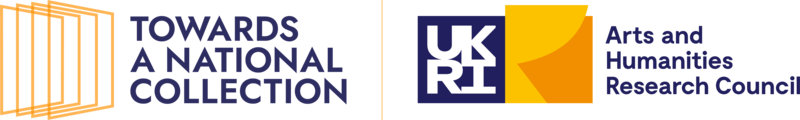 The logos for Towards a National Collection (TaNC) and the Arts and Humanities Research Council (AHRC)
